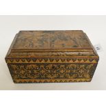 A Regency penwork box, with chinoiserie style decoration, 24.5 cm wide report by RB Rubbed, some