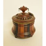 A 19th century Dutch tobacco box and cover, with a vase shaped finial, 16 cm high