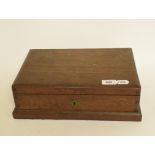 A 19th century oak box, the hinges stamped Horne Patent, 35.5 cm wide