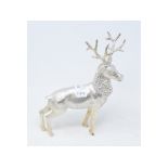 A silver plated model of a stag, 22 cm wide