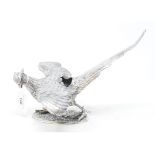 A rare Victorian silver plated spoon warmer, in the form of a cock pheasant, 29 cm wide