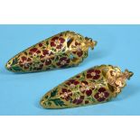 An Indian gold chape, with floral enamel decoration, in green and red, slight loss, 6.5 cm See