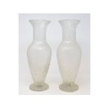 A pair of glass vases, with an ice effect, 40.5 cm high (2)