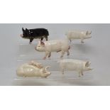 A Beswick Berkshire Boar, 4118, a Middlewhite Boar, 4117, a Sow, 1452A, a Boar, 1453A, and a novelty