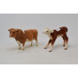A Beswick Guernsey Bull, 1451, and a Hereford Calf, 854, both gloss (2)