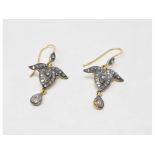 A pair of Victorian style diamond drop earrings