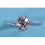 A platinum and solitaire diamond ring, the 1.06ct old European brilliant cut stone with a GIA