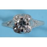 An Art Deco 18ct white gold, platinum and diamond ring, approx. ring size LÂ½ See inside front cover