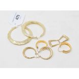 A pair of large 9ct gold hoop earrings, and three other pairs of earrings, approx. 14.9 g