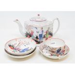 An early 19th century Newhall Boy and Butterfly pattern teapot and cover, 421, 15 cm high, two