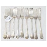 Nine Old English pattern table forks, various dates and makers, approx. 20.2 ozt