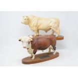 A Beswick Connoisseur Charolais Bull, 2600, and a Hereford Bull, A2542A, both satin matt (2)