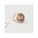 An 18ct gold, ruby and diamond dress ring, approx. ring size K Approx. 4.8 g (all in)