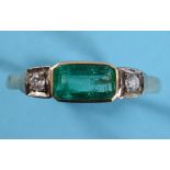 An 18ct gold emerald and diamond ring, approx. ring size Q See illustration Report by NG It is