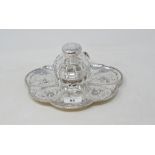 EXTRA LOT: A Victorian glass inkwell, with silver mounts and stand, Henry Wilkinson & Co,