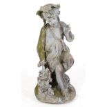 A lead figure, of a seated child, 50 cm high See illustration Report by GH Generally weathered.