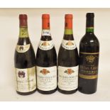 Two bottles of Bouchard Pere & Fils Pommard, 1987, a bottle of Savigny les Beaune, 1979, and a