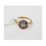 An 18ct gold, sapphire and diamond flowerhead ring, approx. ring size G Report by NG Approx. 2.7