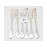 A set of six silver Old English pattern table forks, London 1828, approx. 11.4 ozt