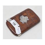 A simulated crocodile skin leather cigar case, with silver mounts, monogrammed, London 1903, 9 cm