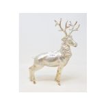 A silver plated model of a stag, 22 cm wide