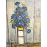 A Bernard Buffet print, a still life of blue flowers Report by GH The print itself is 54 x 41 cm.