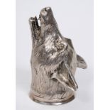 An early 20th century silver stirrup cup, in the form of a fox, London 1925, approx. 4.8 ozt, 9 cm