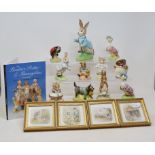 Three Beswick Beatrix Potter gold edition figures, all BP-9b, a Peter Rabbit centenary figure, BP-7,