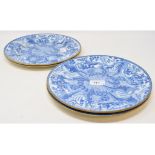 Four 19th century transfer printed pottery plates, decorated kylin and snakes, in an oriental