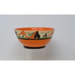 EXTRA LOT: A Clarice Cliff Trees House pattern bowl, with Bizarre printed mark to base, restored, 22