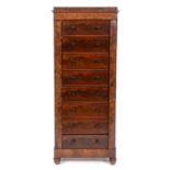 A 19th century mahogany Wellington chest, having eight drawers, on turned feet, 66 cm wide See