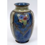 A Royal Doulton stoneware vase, decorated flowers and foliage, 8751, bears a monogram of Winnie
