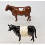 A Beswick Red Poll Cow, 4111, and a Belted Galloway Cow, 4113A, tail glued, both gloss (2)