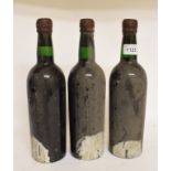 Three bottles of Taylor's port, 1955 Capsules knocked, no labels