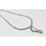 A silver snake necklace, set marcasites Report by NG Modern