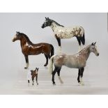 A Beswick Hunter, grey, H260, an Appaloosa Stallion, 1772(A), a Welsh Cob, standing, 2nd version,