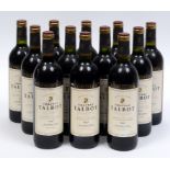 Twelve bottles of Chateau Talbot, 1982, in a cardboard carton See inside front cover colour