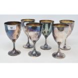 A set of six silver plated wine goblets, 15.5 cm high (6)