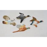 A Beswick Teal wall plaque, 1530/1, and three other similar, a Pink Legged Partridge, 1188/2, a