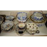 A large Mason's Ironstone blue and white wash bowl, decorated in a Chinese style, 40.5 cm