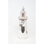 A plated cocktail shaker, in the form of a lighthouse, 33 cm high Modern