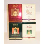 Four Bell Christmas whisky decanters, 1995-1998, with original cartons (4)