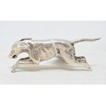 An Irish silver figure, of a running hound dog, Dublin 1983, approx. 9.8 ozt, 4 cm high