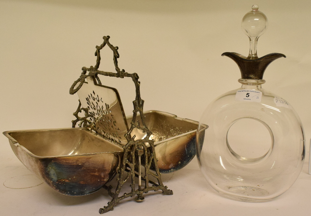 A Victorian plated spoon warmer, in the form of a shell, an egg coddler, a biscuiteer, a pedestal - Image 2 of 6
