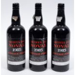 Ten bottles of Quinta Do Noval vintage port, 1985, in own wooden case (wormed) See illustration