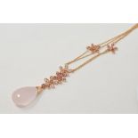 An 18ct gold, pink stone and diamond necklace Report by NG It is approx. 11.9 g (all in)