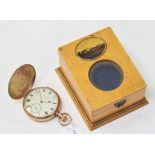 A 9ct gold Elgin hunter pocket watch, and an associated satinwood watch case/stand, having a