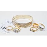 An 18ct gold, platinum, sapphire and diamond ring, approx. ring size M, a diamond ring, approx. ring