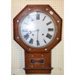 A late Victorian drop dial wall clock, with Roman Numerals, 67 cm high, and a Venetian style oval