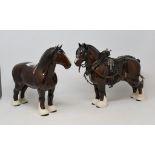 A Beswick horse, Burnham Beauty, harnessed, brown, 2309, and another, both gloss (2)